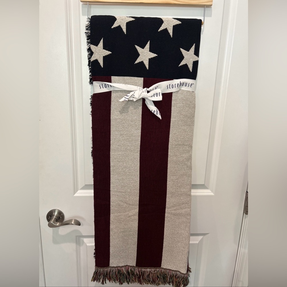 STOREHOUSE Americana 100% Cotton Stars And Stripes Decorative Throw Blanket